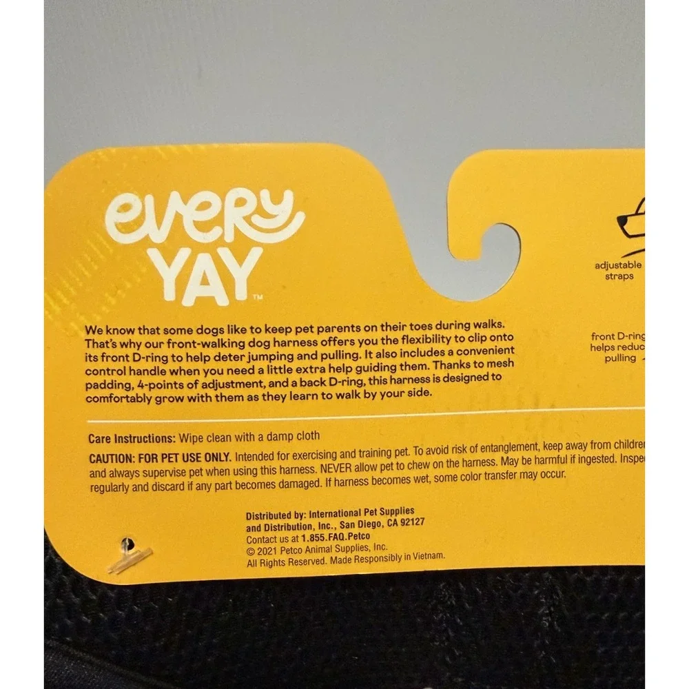 EveryYay Embrace The Pace No Pull Dog Harness Reflective Black Handle XL XXL